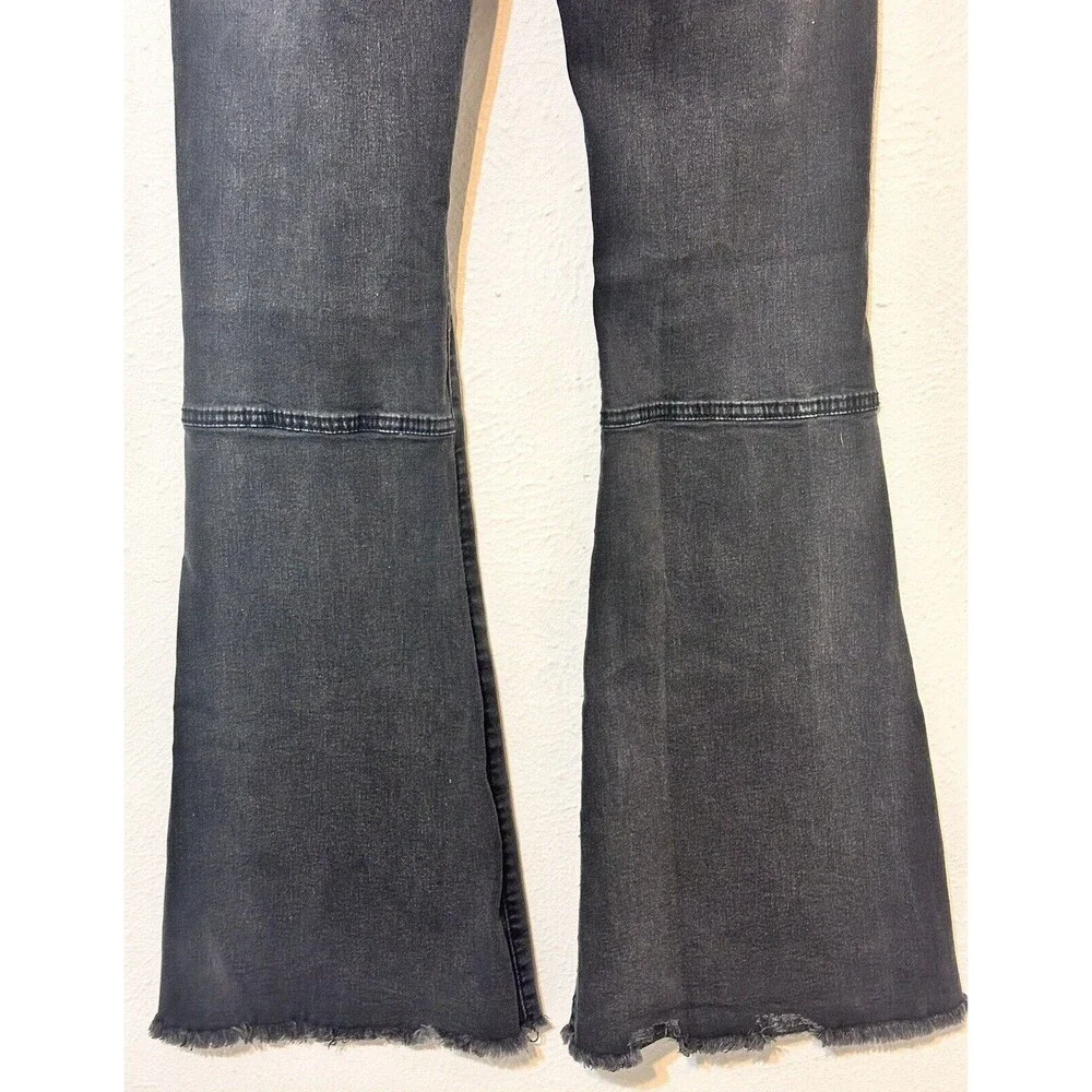 L&B Lucky And Blessed Viniage Women’s Size 8 Black Flare Jeans Y2K Raw Hem